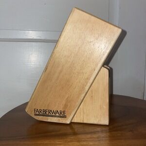Solid Wood Farberware Knife Storage 5-Slot Wooden Kitchen Scissors Cutlery Block